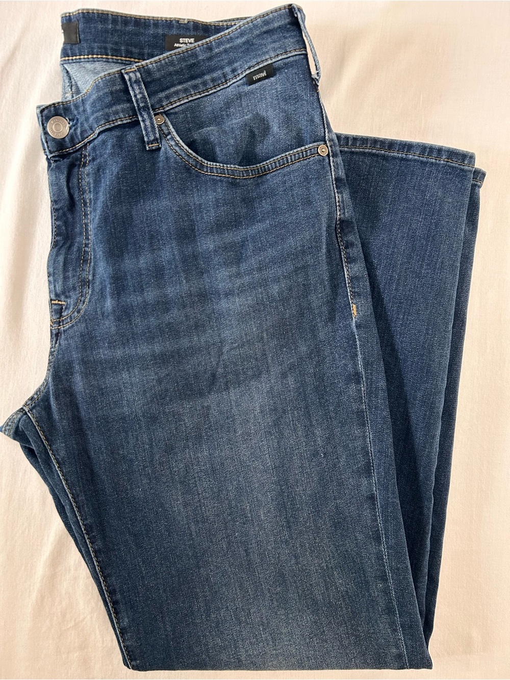Mavi Steve Athletic Tapered Jeans Mens 38x32 Stretch Medium Wash